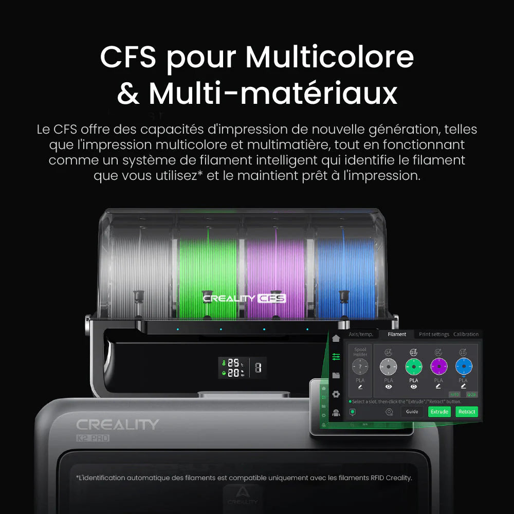Creality - K2 Pro Combo avec CFS - Imprimante 3D FDM Multi-Couleurs Fablab en Kit