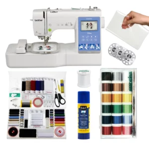 starter pack broderie M380D, cannettes , fil, colle, accessoires