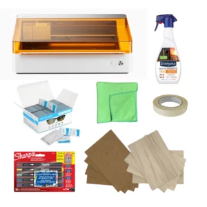 starter pack gravure et découpe laser, microfibre, scotch de masquage, lingette, feutres, nettoyant